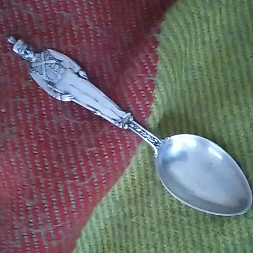 Antique Sterling Silver US Civil War Soldier Handle Demitasse Spoon